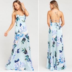 Show Me Your MuMu Floral Blue Maxi Dress